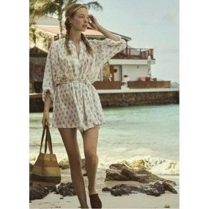 DÔEN Large Solstice Canyon Floral Organic Cotton Batik Button Frnt Jo Mini Dress